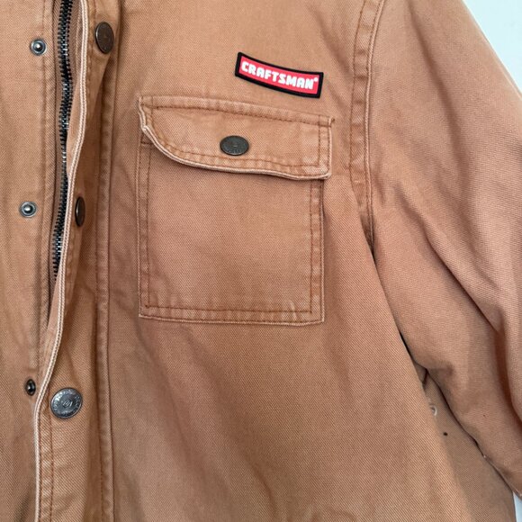 Craftsman Distressed Mens Brown Canvas Jacket With Button Chest Pockets & Zip Cl - Picture 2 of 8